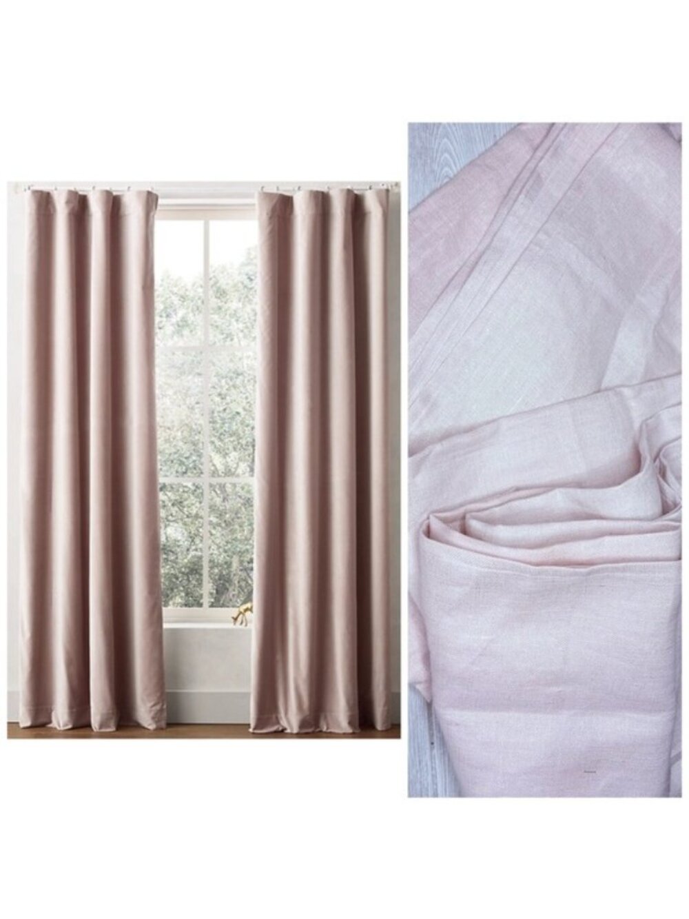 Restoration hardware teen 2015 light pink metallic drapes 2 50x100 inch curtains
